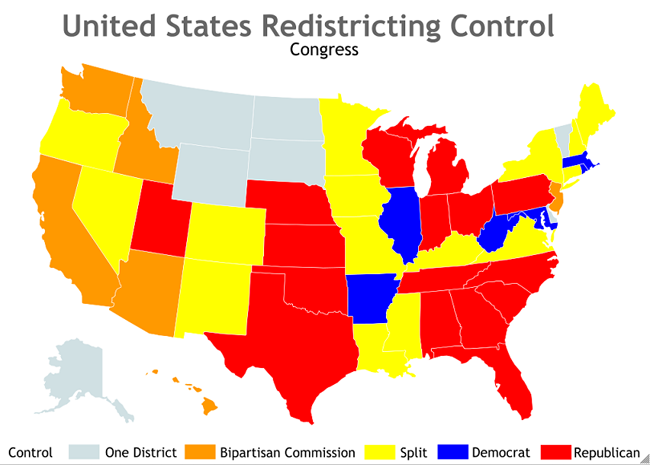 Map of US Redistricting Control