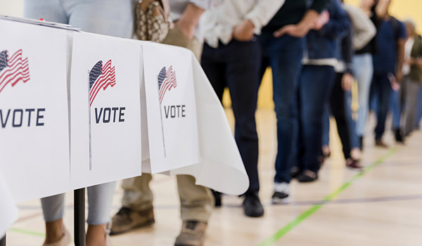 Standing in line to vote
